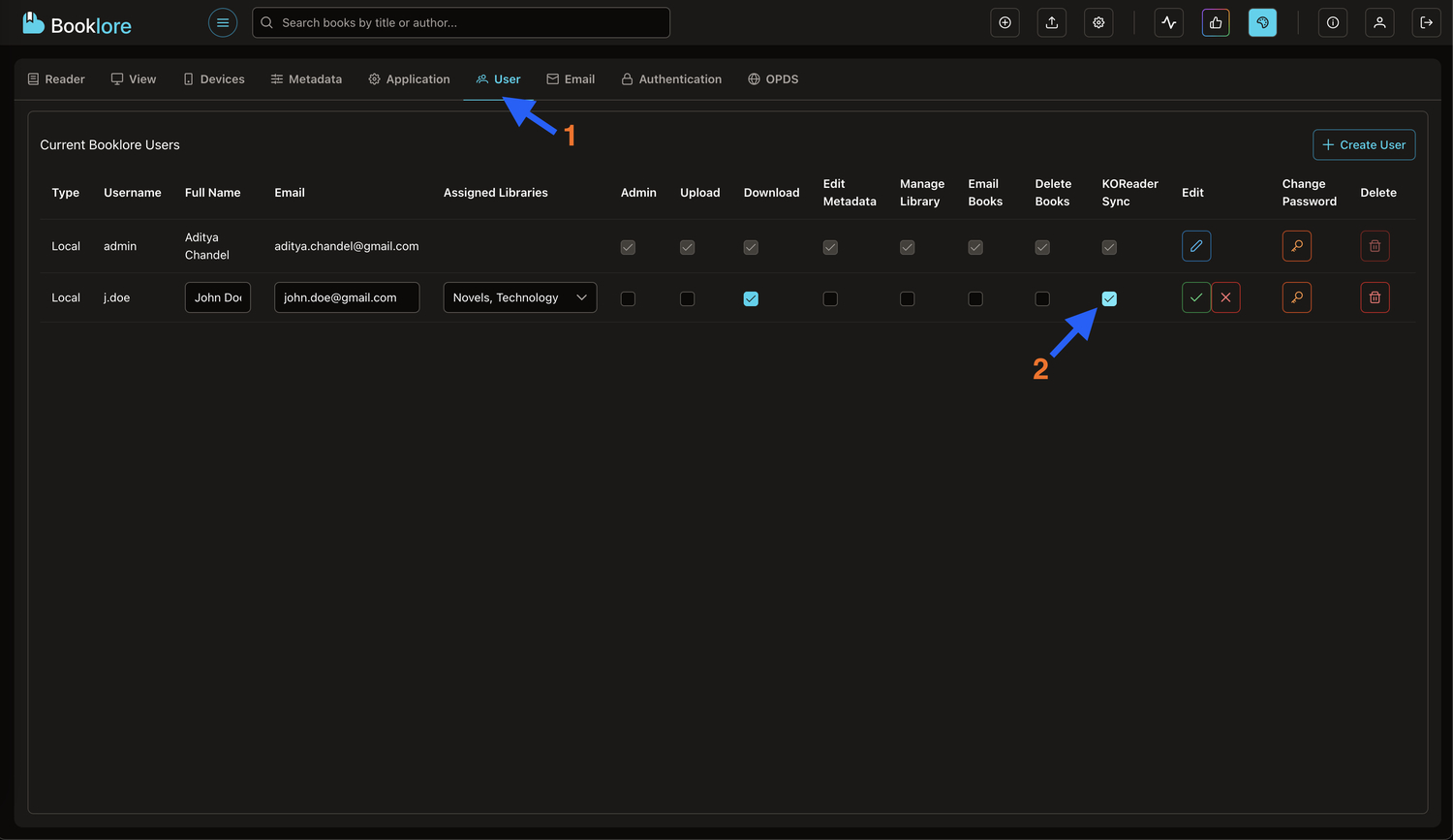 Booklore User Permissions
