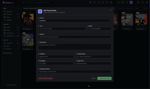Add Physical Book Dialog