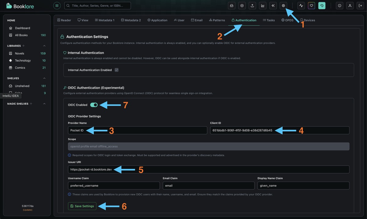 Booklore OIDC Settings