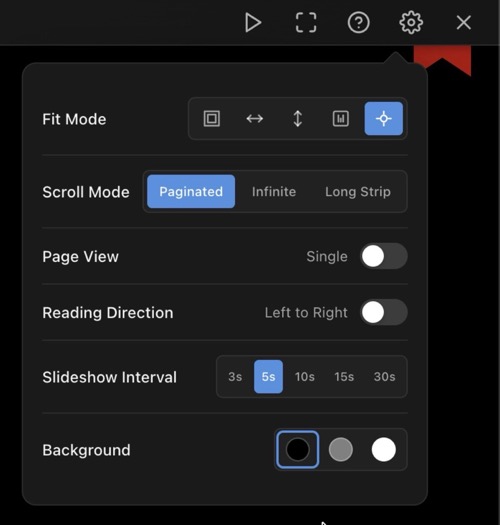 Comic Reader Settings