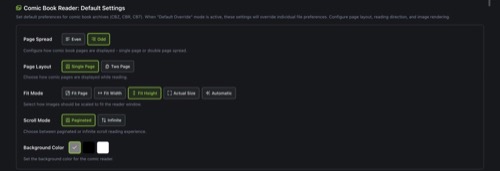Comic Book Reader Settings