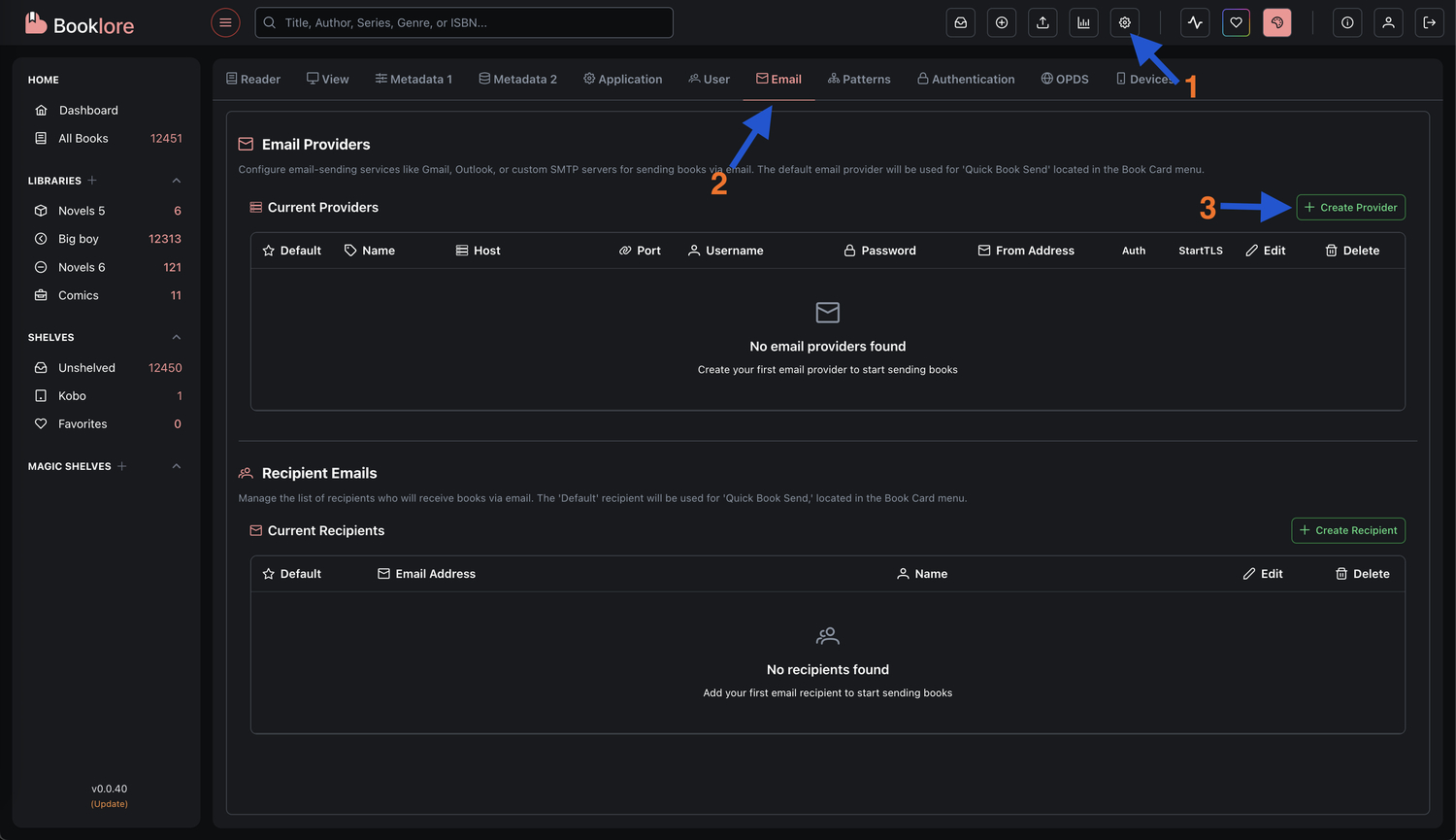 Email Providers Page