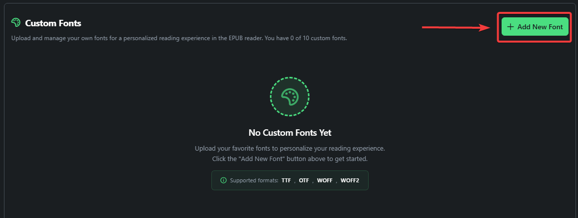Custom Fonts Tab