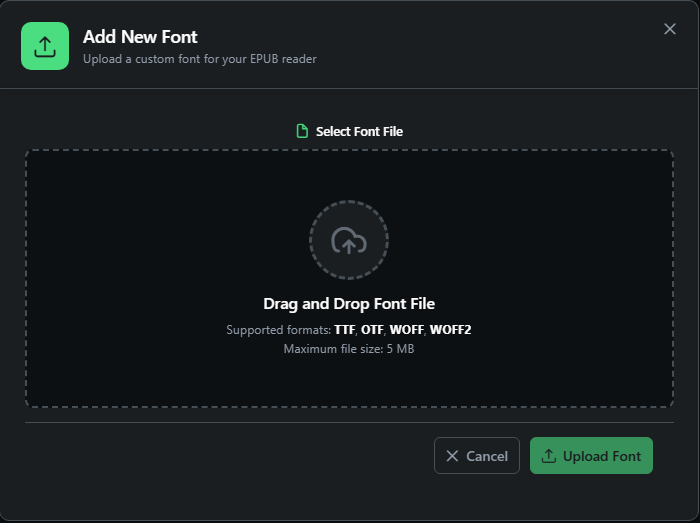 Font Upload Dialog - Empty