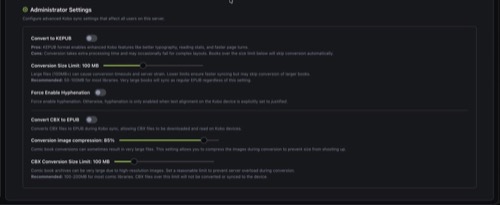 Kobo Administrator Settings