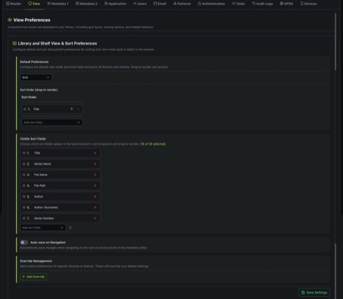 Library and Shelf View & Sort Preferences