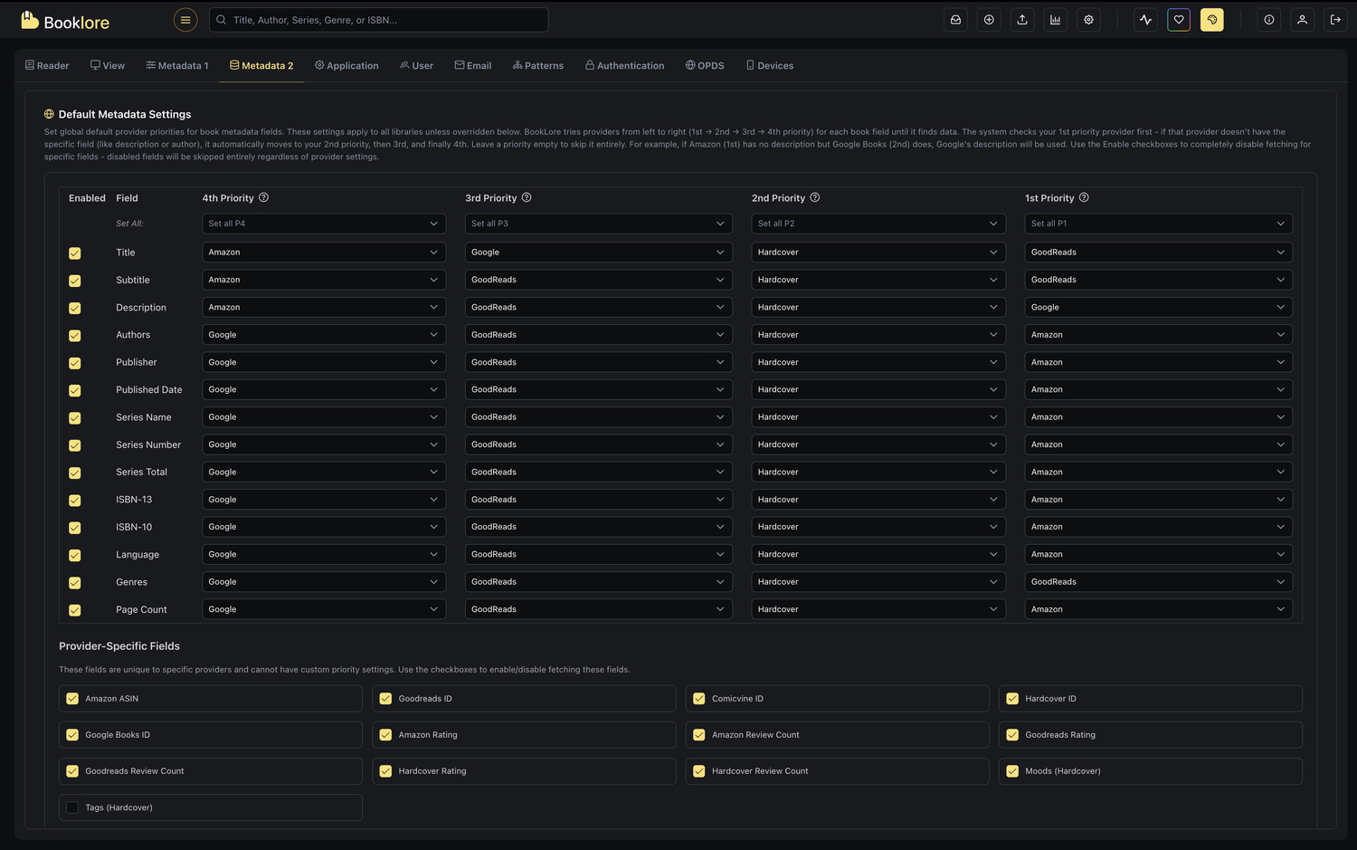 Metadata Fetch Configuration