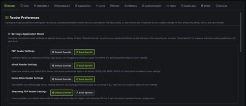 Settings Application Mode