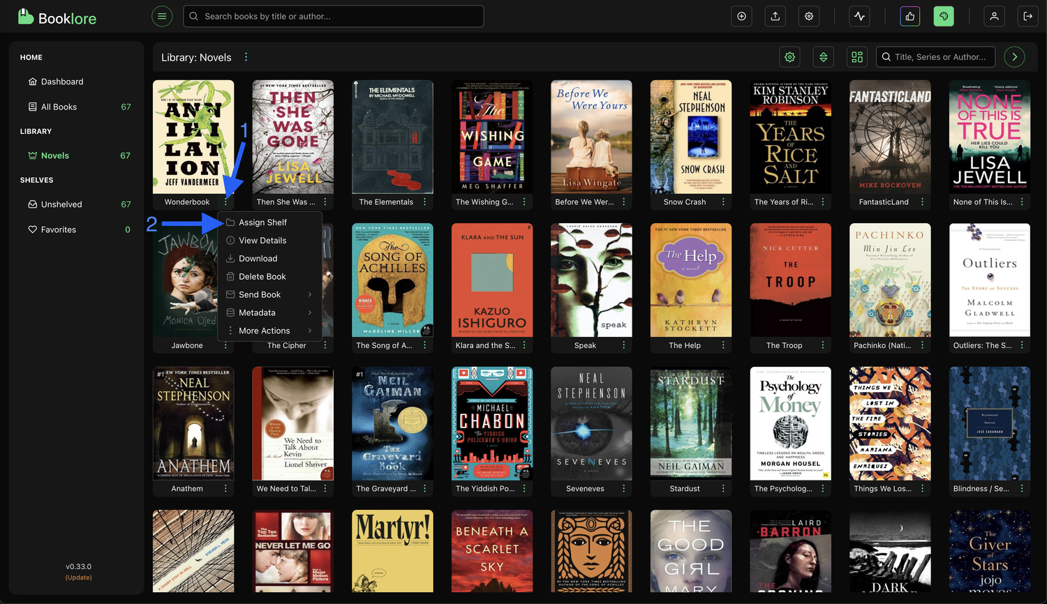 Shelf Menu - Single Book