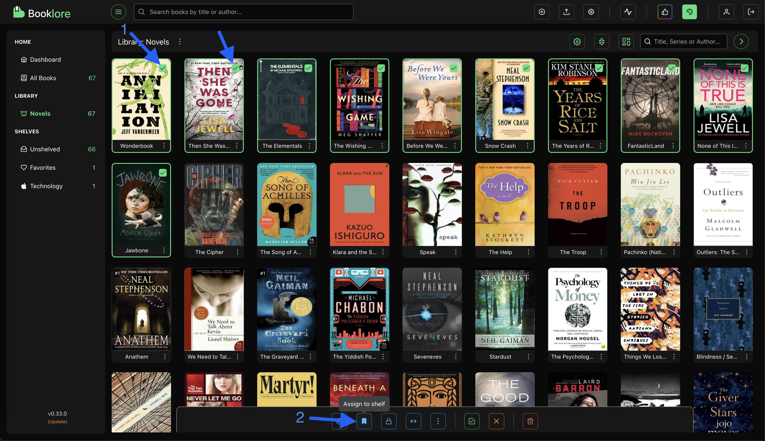 Shelf Menu - Multiple Books