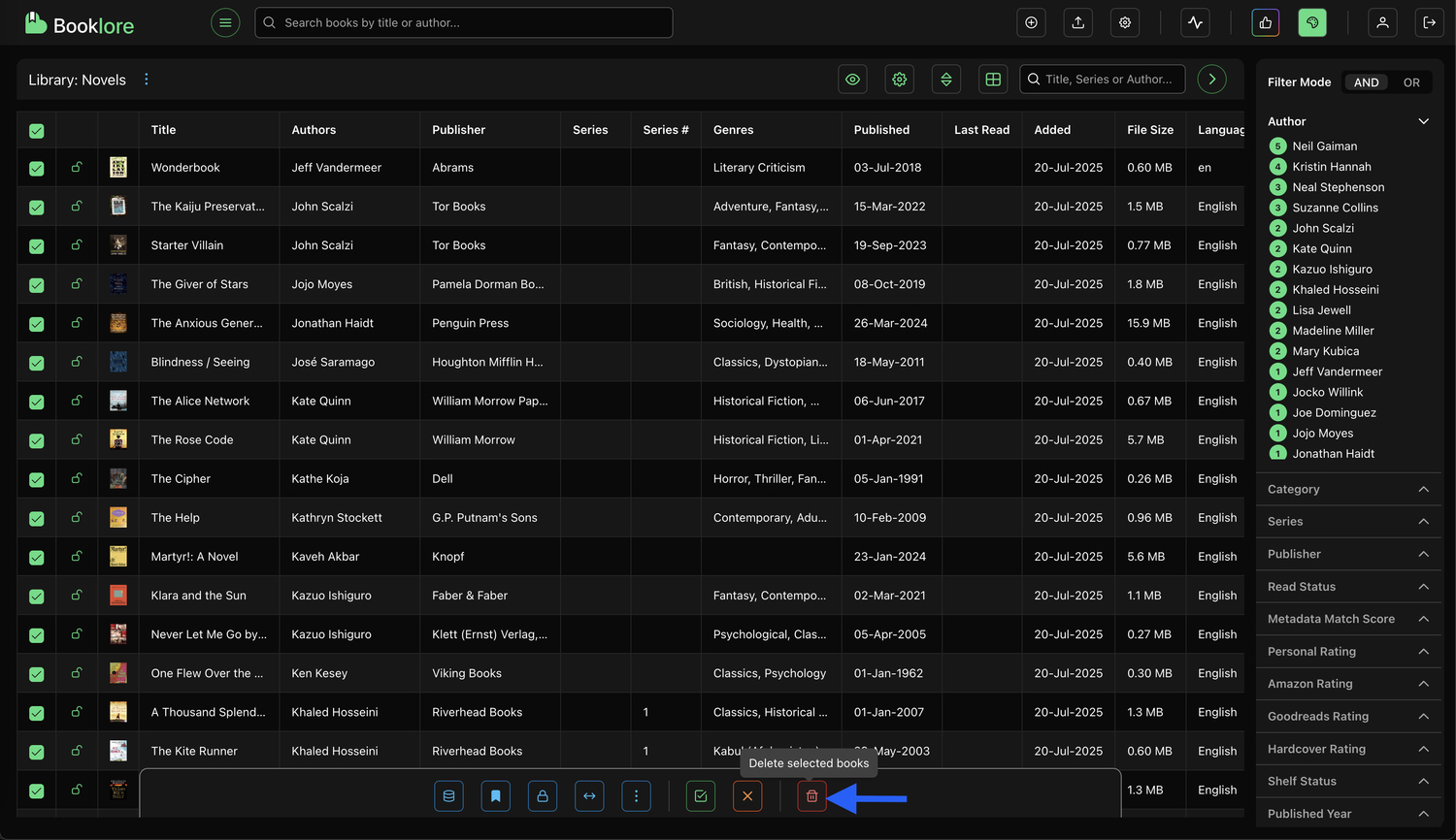 Table Delete Books 1