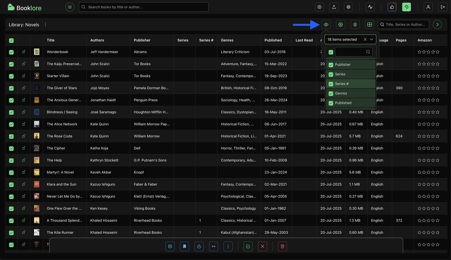Table Visible Columns